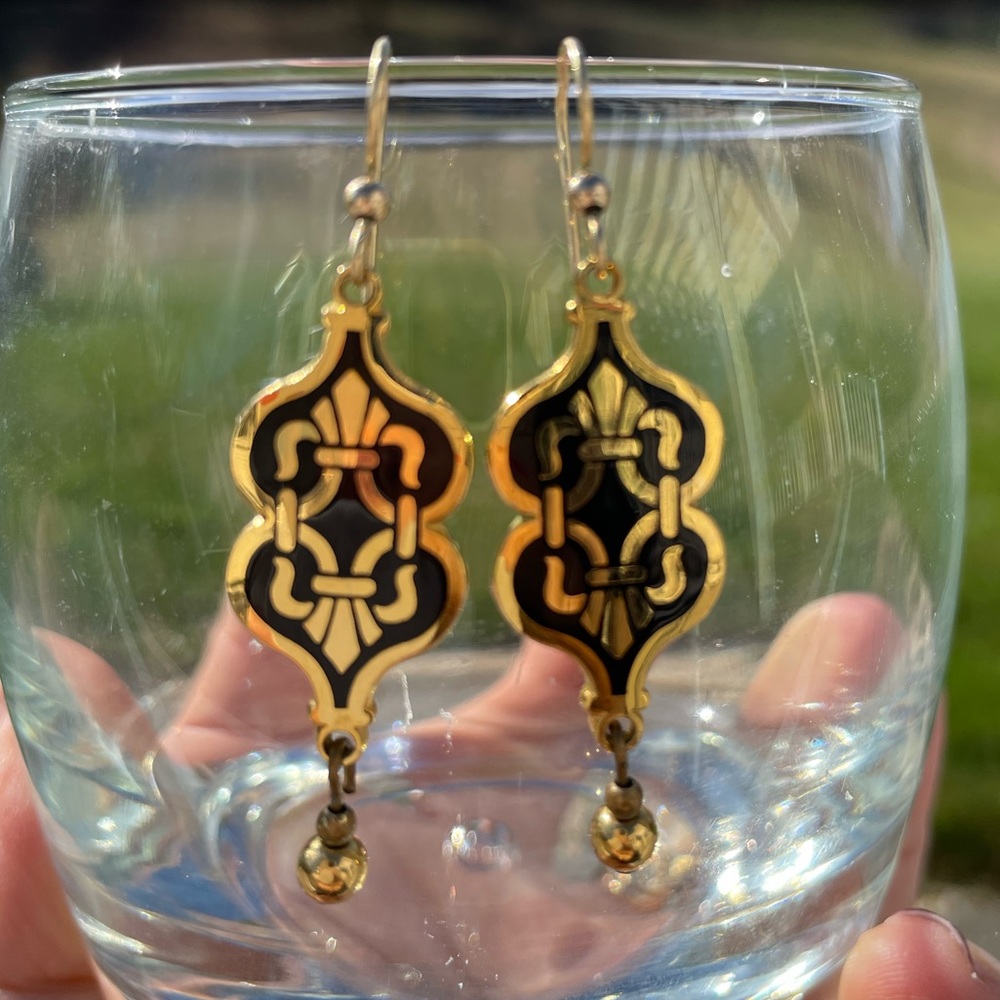 Isle of Skye vintage black cloisonné earrings